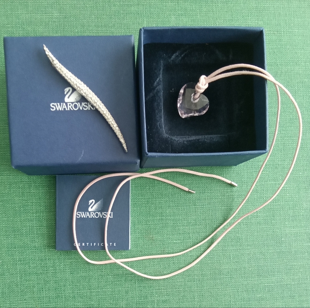 Swarovski Pink Crystal Heart Pendant Cord Necklace